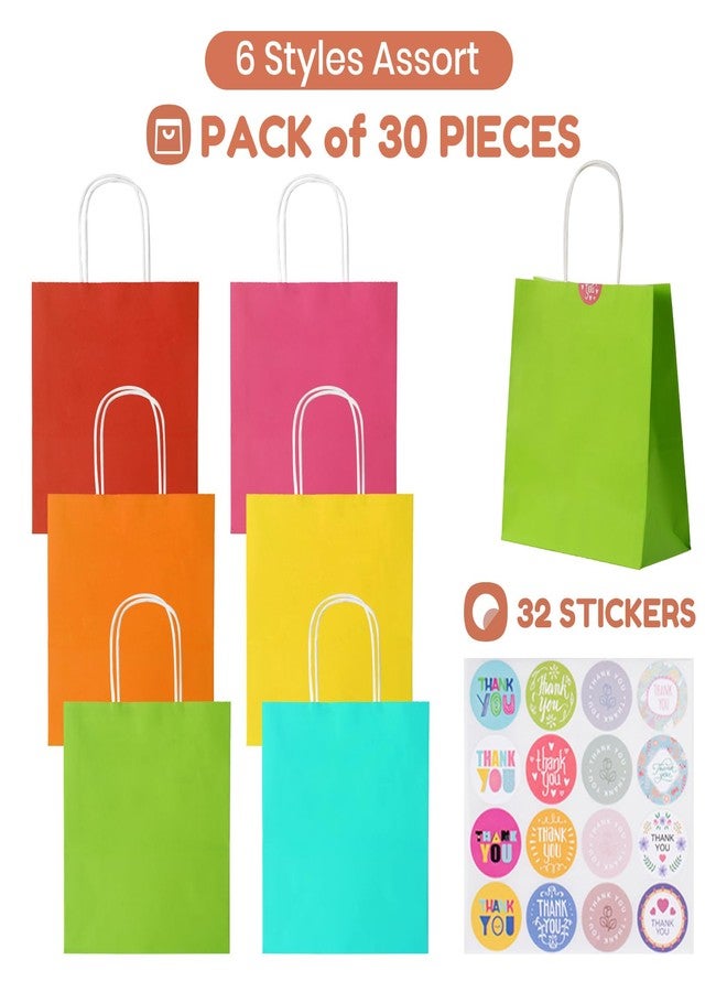 Parmedu Small Paper Gift Bags with Handles - 30 Pack 8.7"x3.5"x7.9" Colorful Party Favor Bags Bulk, Gift Bags for Christmas, Birthdays, Weddings, Festivals, and Parties (6 Colors) - Image 3